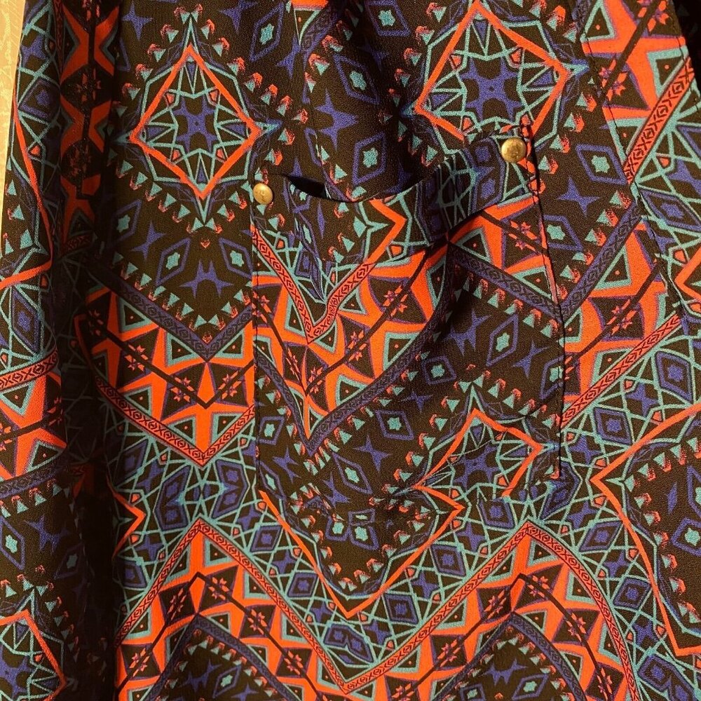 Women's Wishful Park Vibrant Pretty Blue & Pink Dressy Blouse Size‎ Medium - Picture 3 of 8